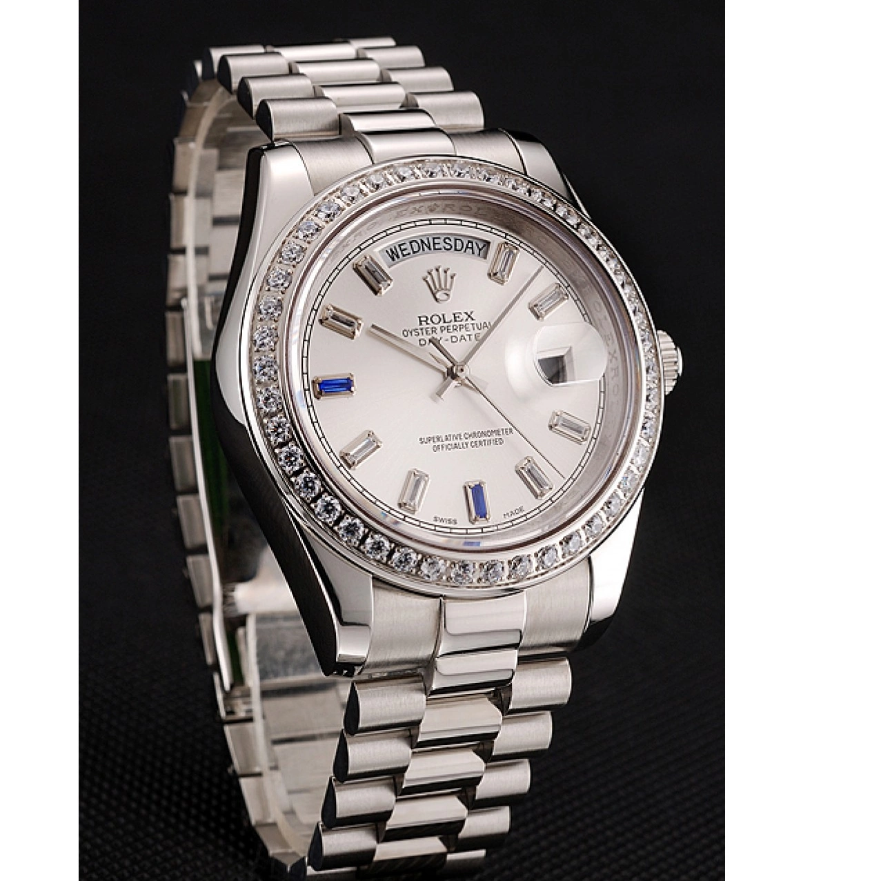 Good Copy Rolex Watches Staineless Steel Bezel Rolex Day-Date 1454109 Diamonds Bracelet Swiss 0729